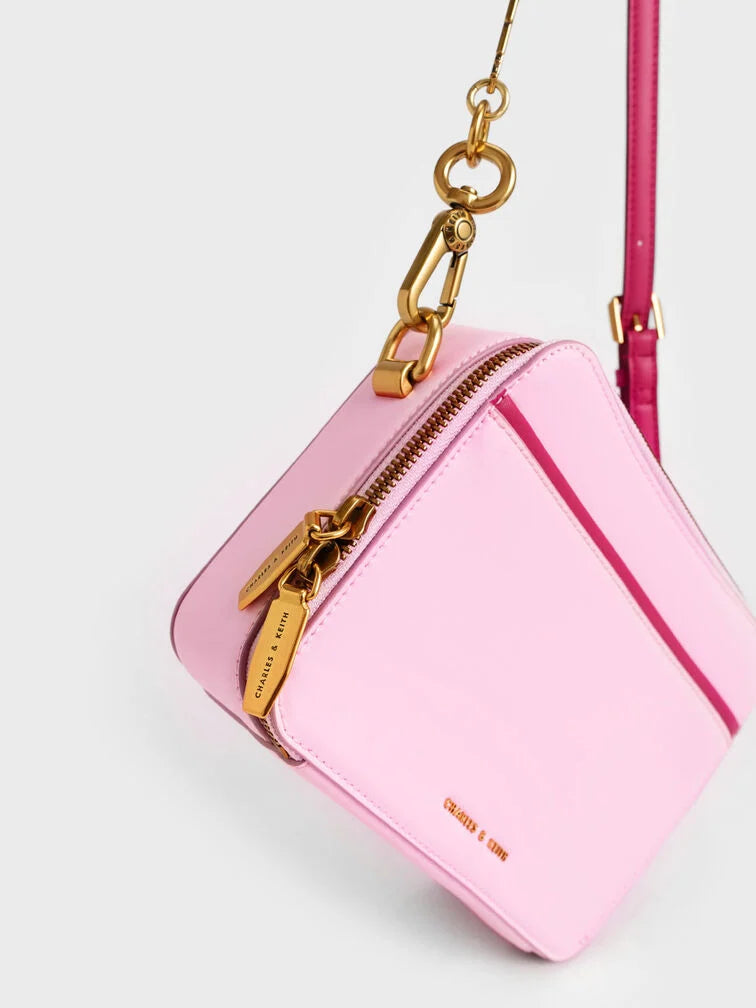 CHARLES & KEITH Lock & Key Chain Handle Bag - Pink