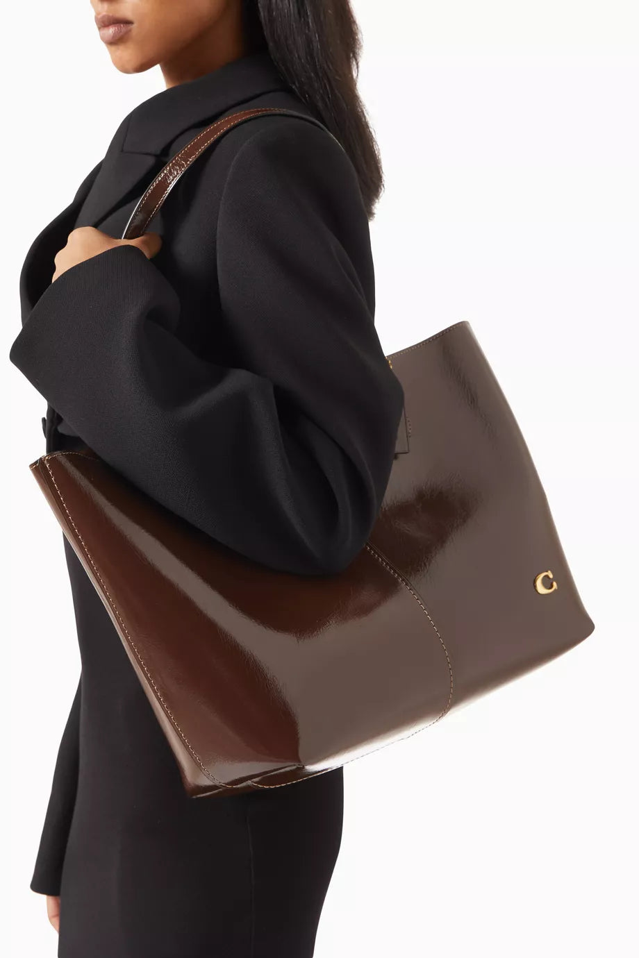 COACH North 32 Leather Tote Bag - Brown