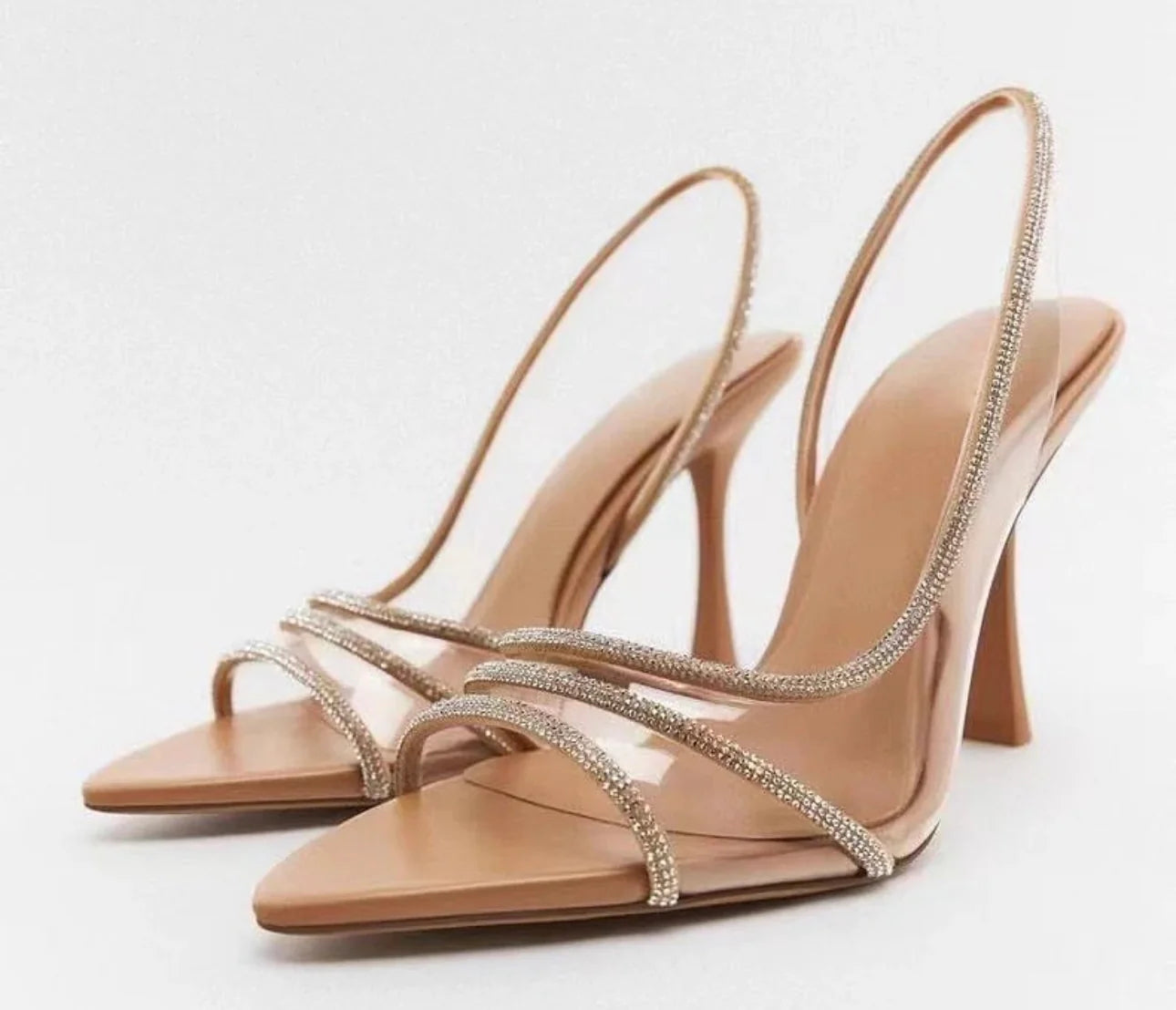 ZARA VINYL EMBELLISHED Diamante Heels