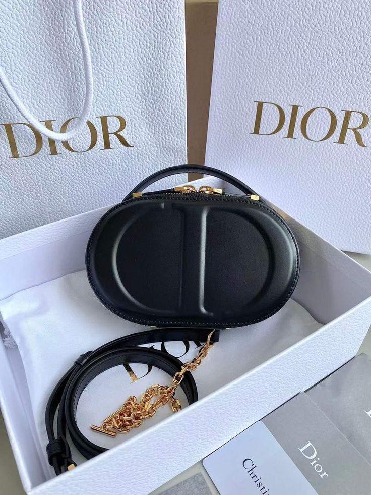 CHRISTIAN DIOR CD Signature Oval Camera Bag - Black