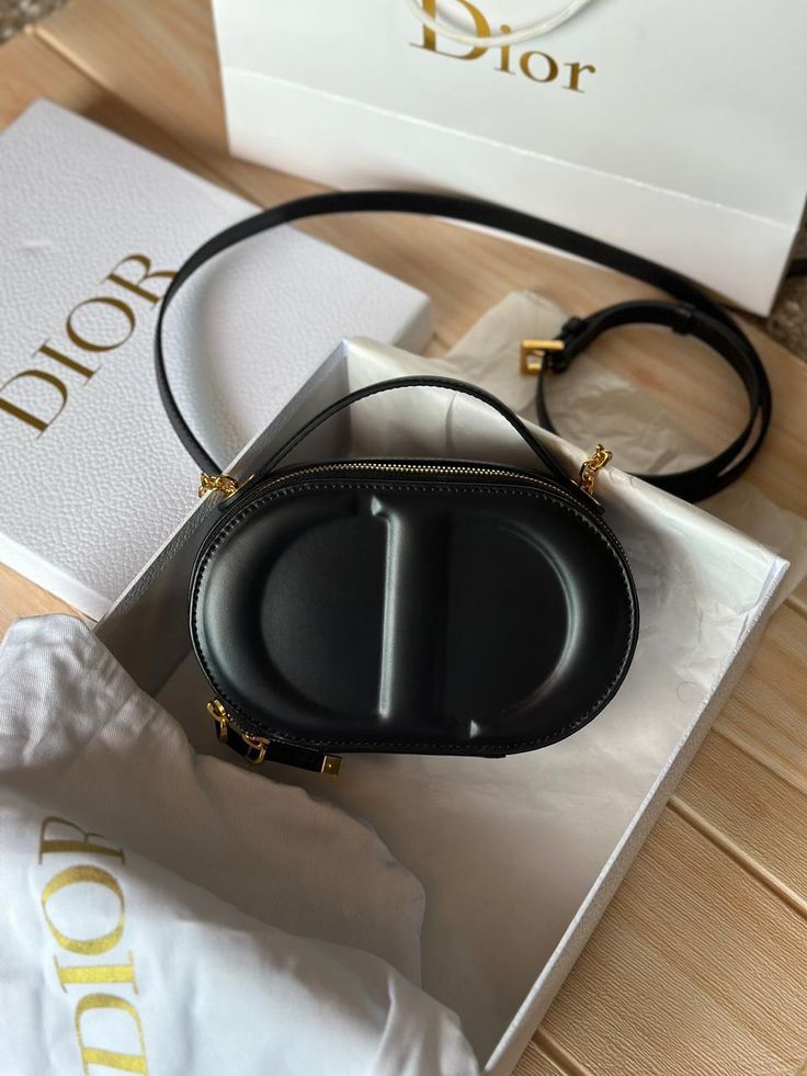 CHRISTIAN DIOR CD Signature Oval Camera Bag - Black