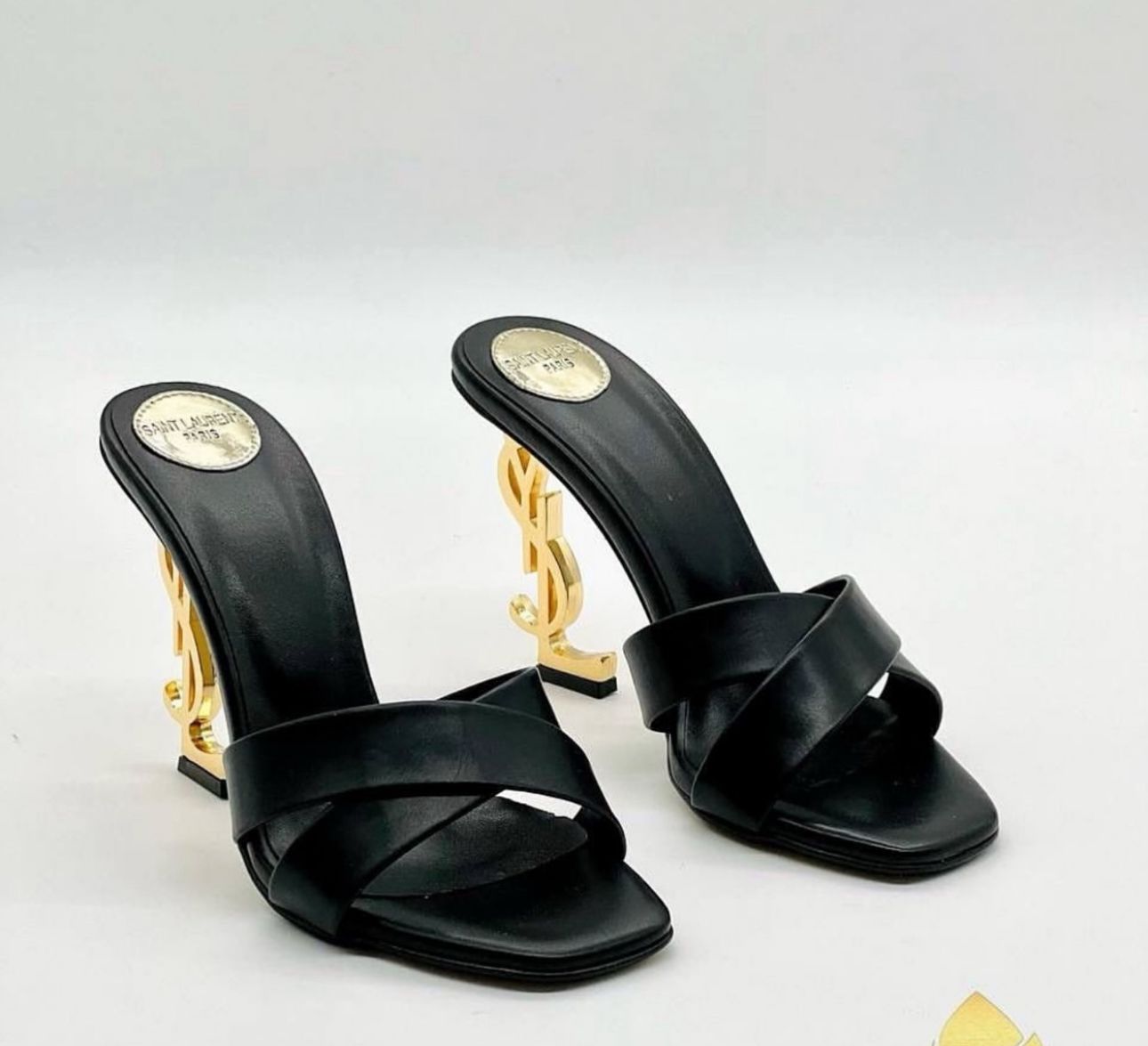 SAINT LAURENT Opyum Mules in Satin Crepe - BLACK