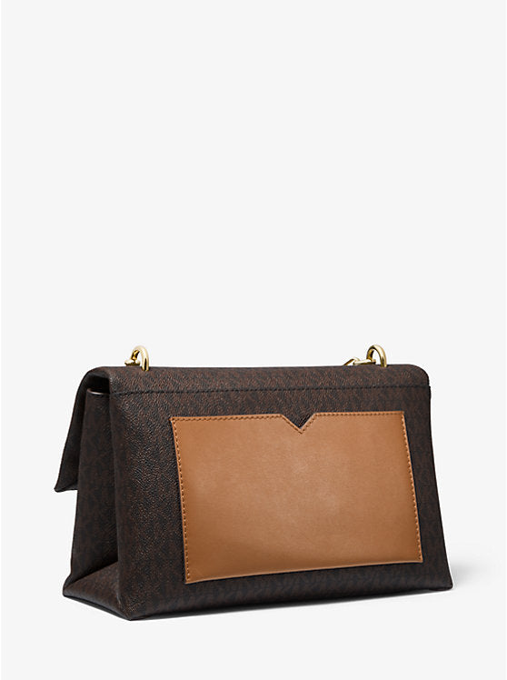 MICHAEL KORS Cece Large Logo and Leather Shoulder Bag - Brown
