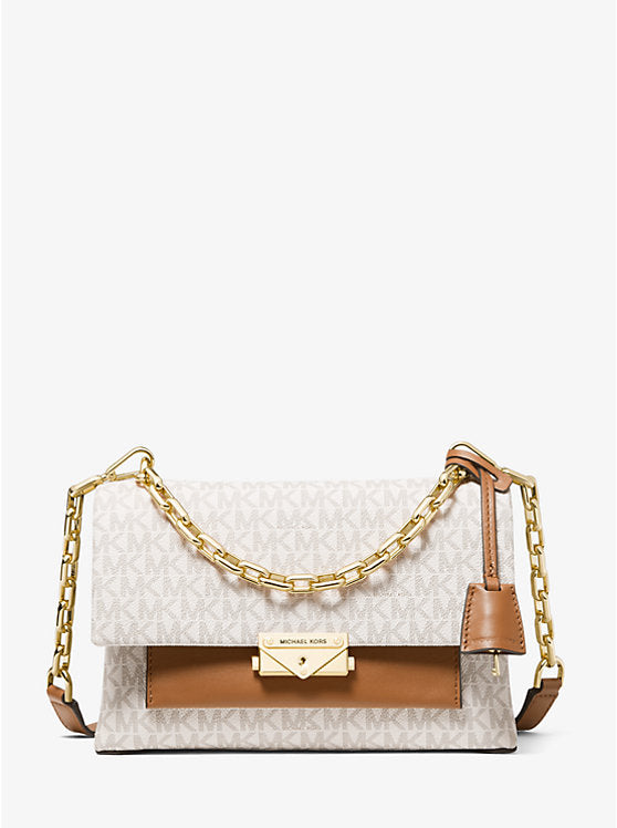 MICHAEL KORS Cece Large Logo and Leather Shoulder Bag - White