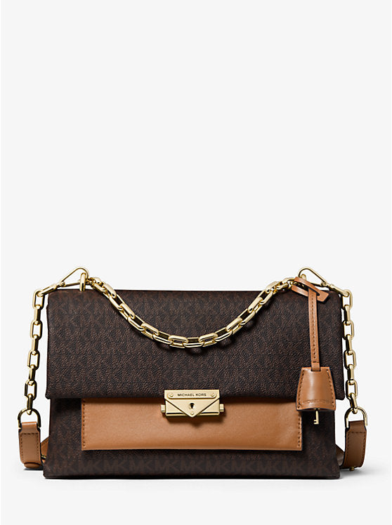MICHAEL KORS Cece Large Logo and Leather Shoulder Bag - Brown