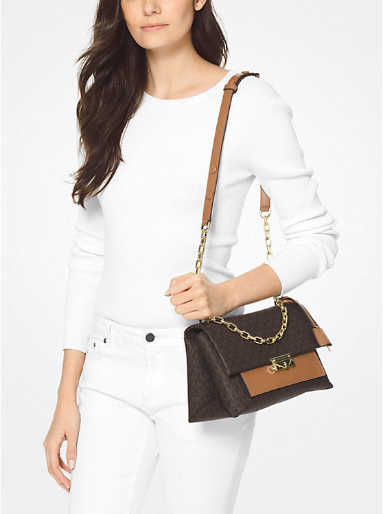 MICHAEL KORS Cece Large Logo and Leather Shoulder Bag - Brown