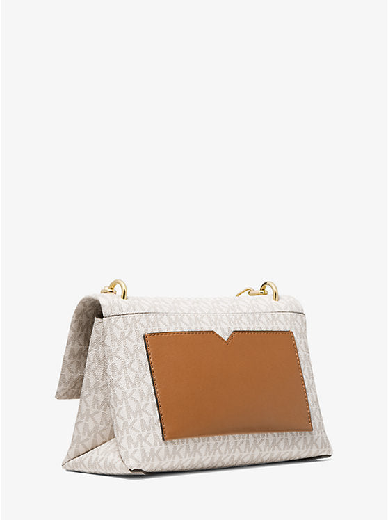MICHAEL KORS Cece Large Logo and Leather Shoulder Bag - White