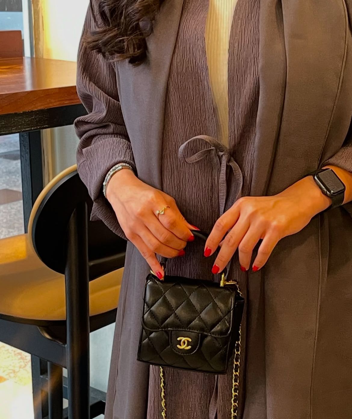 Chanel Mini Square Top Handle Flap - Black