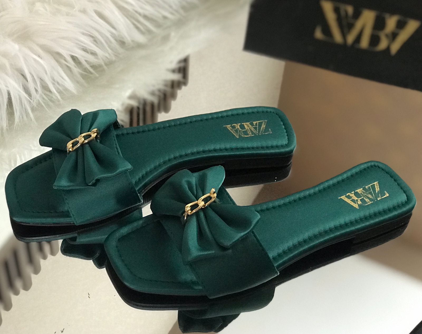 ZARA Fancy Bow Flats - Green