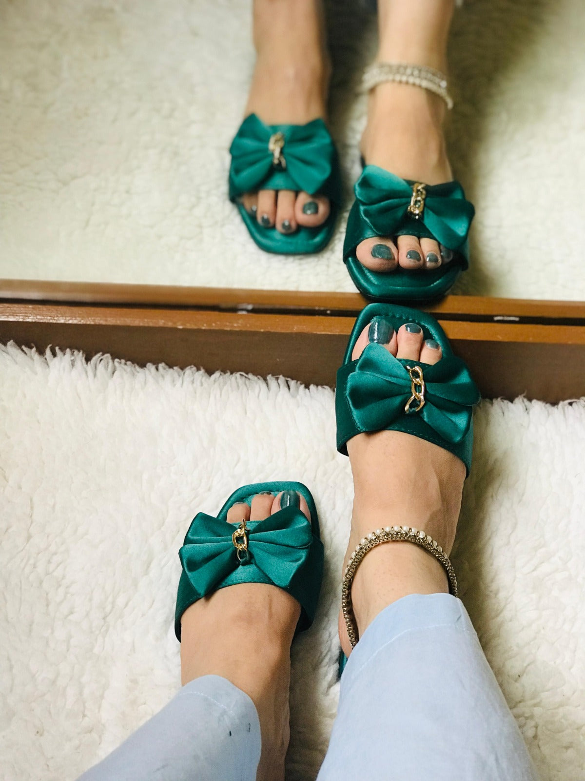 ZARA Fancy Bow Flats - Green