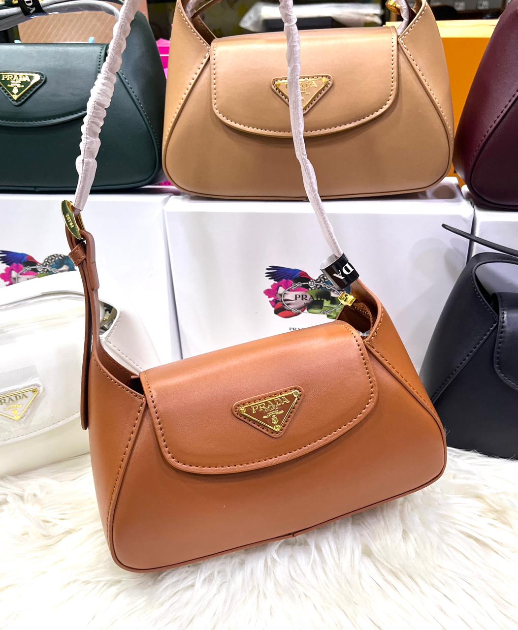 PRADA Small Flap Shoulder Bag - Brown
