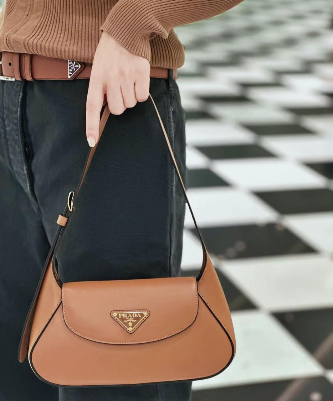 PRADA Small Flap Shoulder Bag - Brown