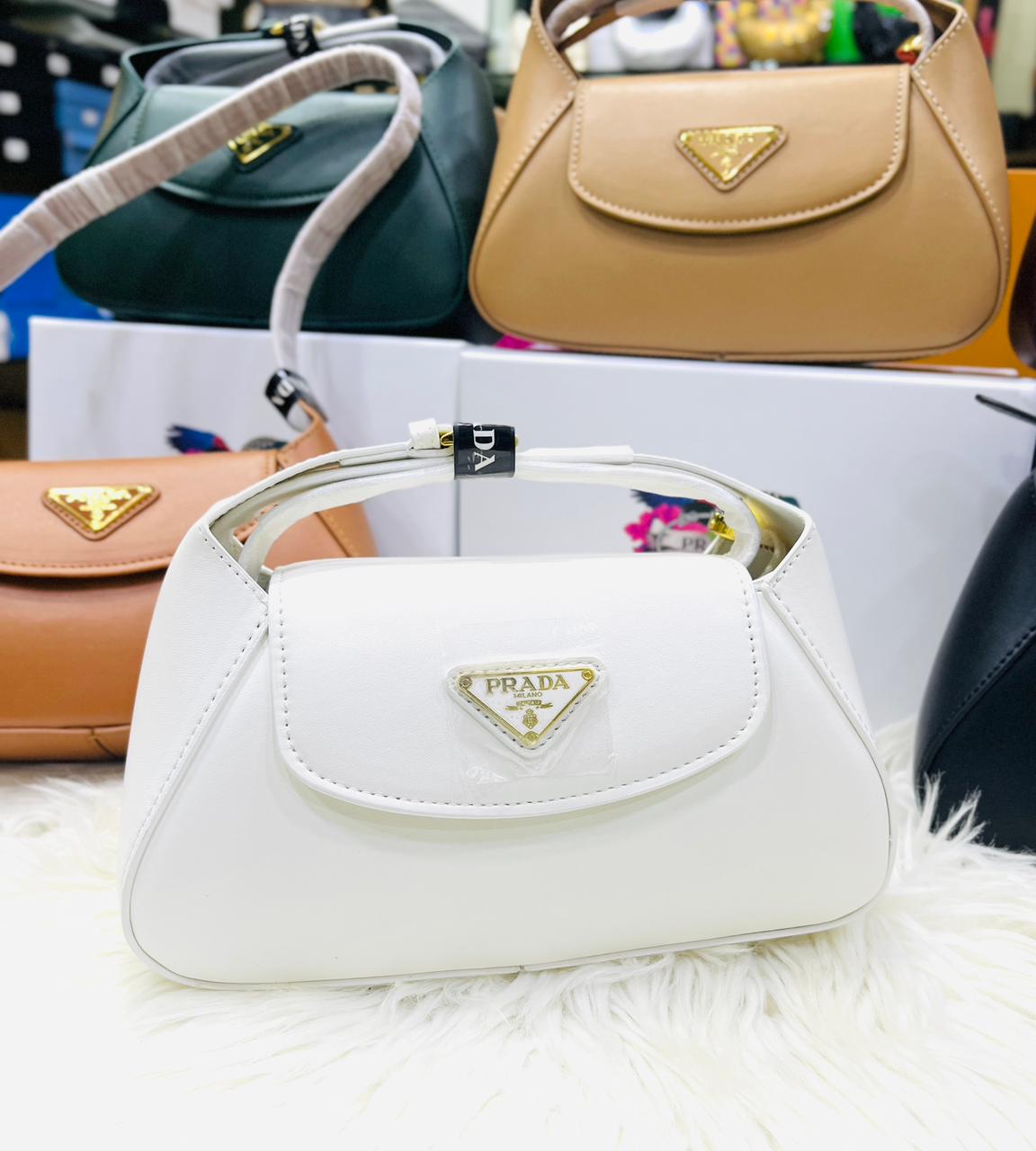 PRADA Small Flap Shoulder Bag - White