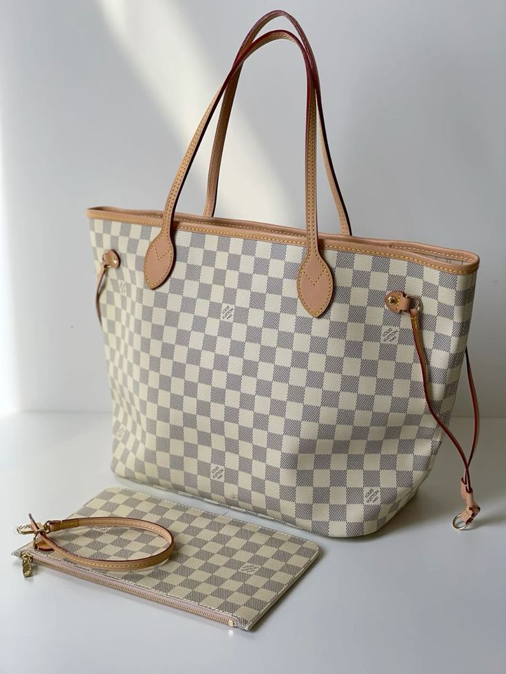 LOUIS VUITTON NEVERFULL TOTE - White Check Print