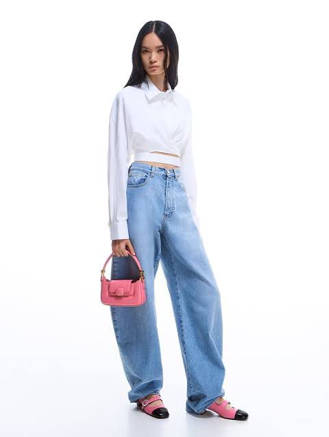 CHARLES & KEITH Koa Leather Push-Lock Top Handle Bag - Pink