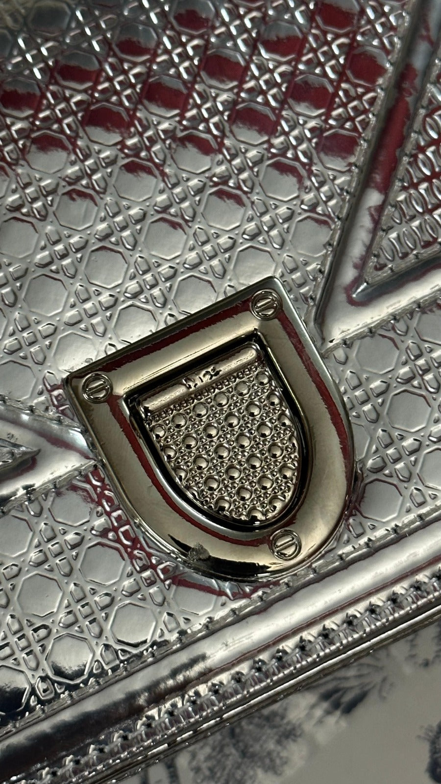 DIOR Metallic Micro Cannage Mini Diorama Bag - Silver