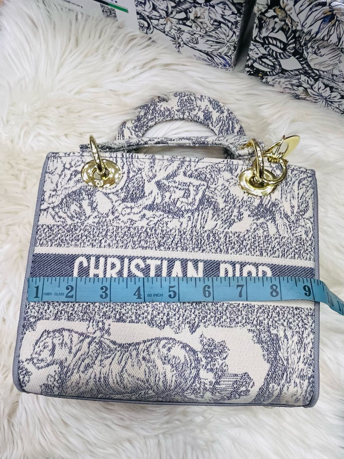 DIOR Lady Lite Pale Toile De Jouy Embroidery (Gray DD)