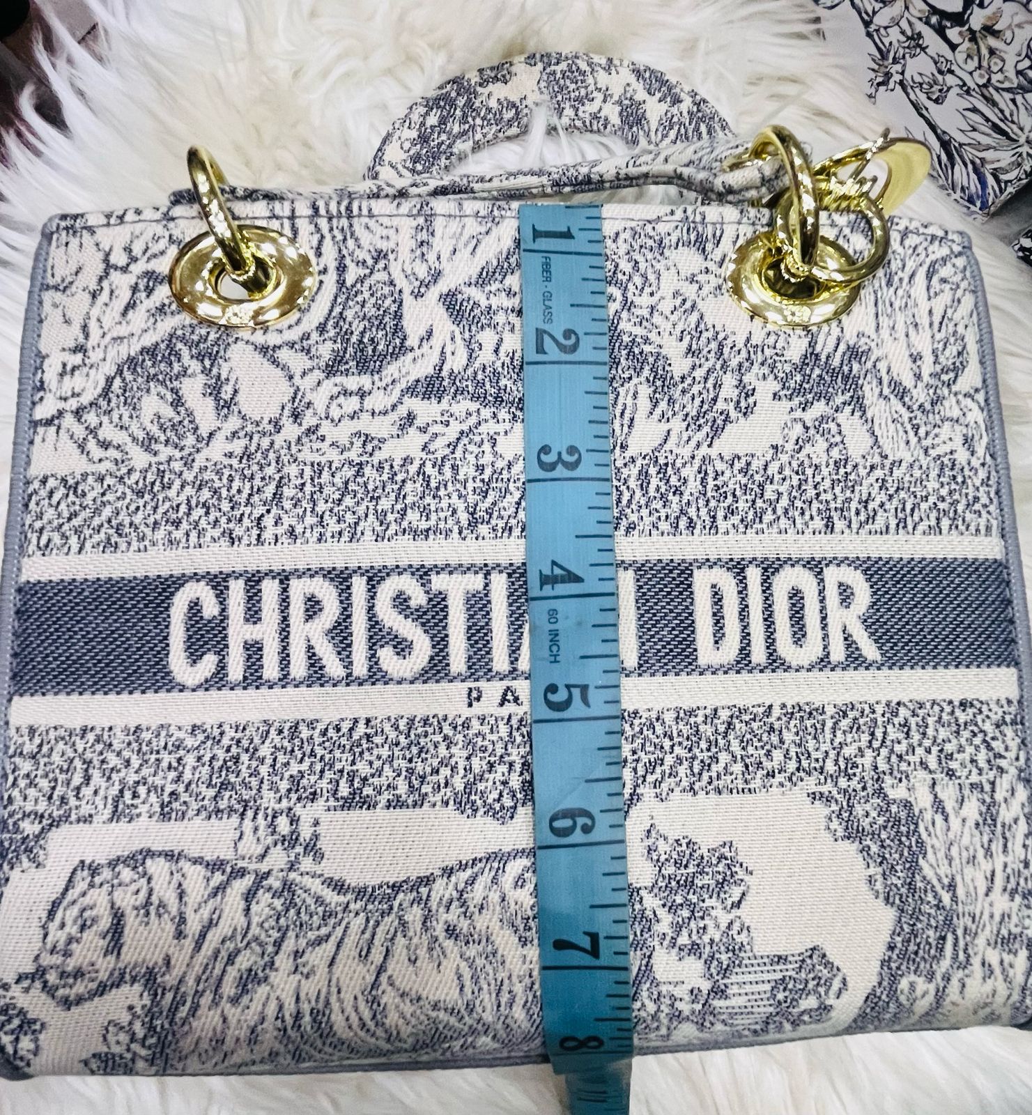 DIOR Lady Lite Pale Toile De Jouy Embroidery (Gray DD)