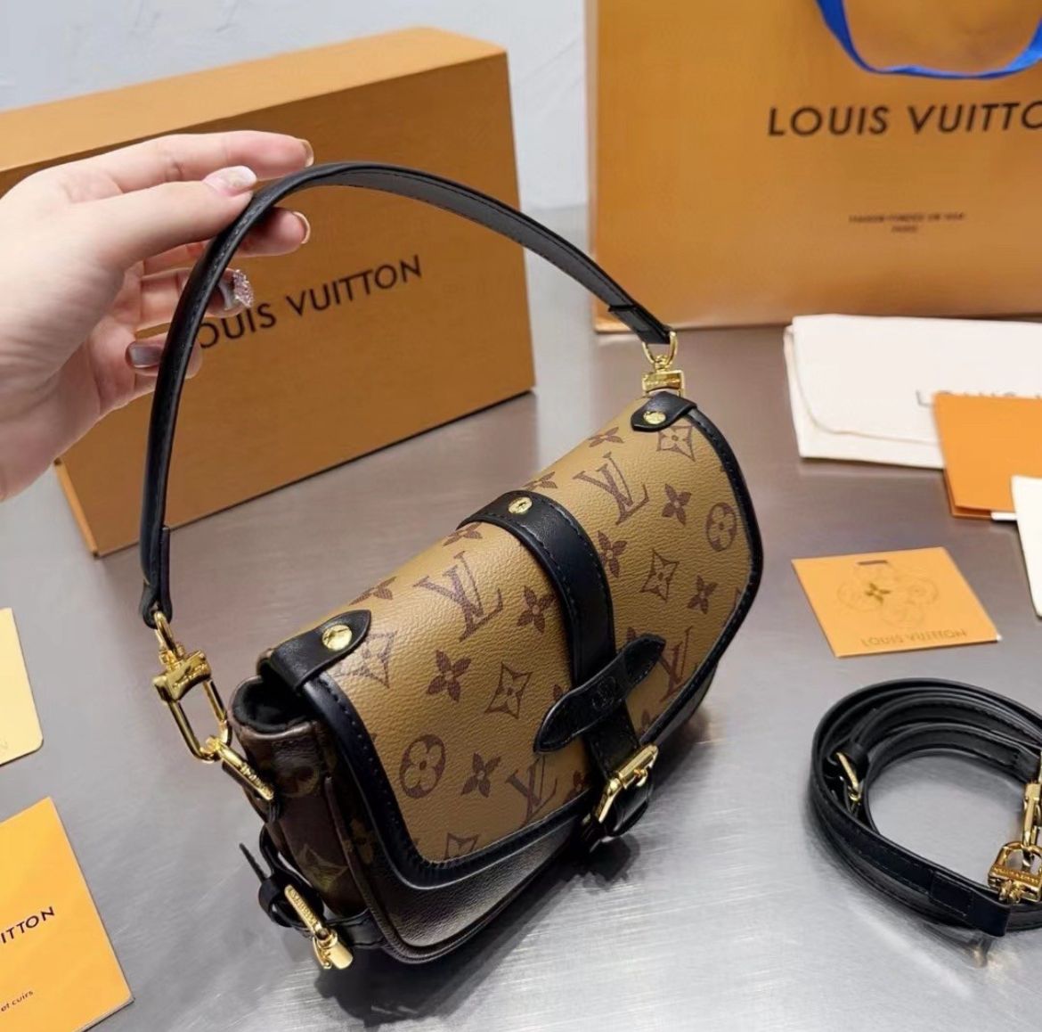 LOUIS VUITTON Saumur Handbag Monogram BB
