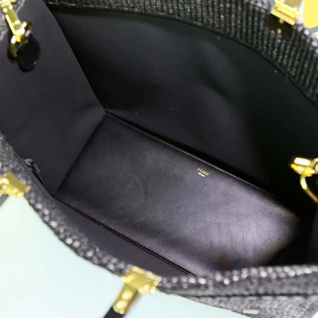 FENDI ROMA LEATHER TOTE - Black