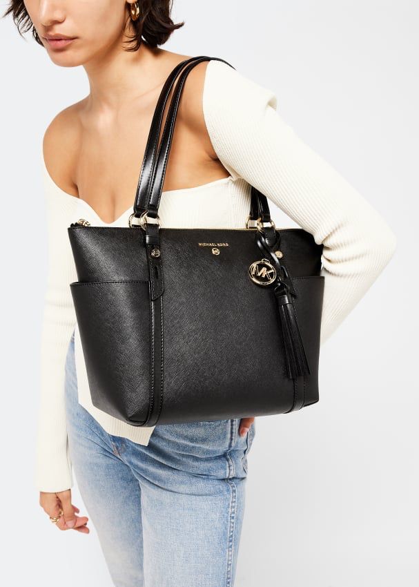 MICHAEL KORS Leather Top-Zip Brown Tote Bag