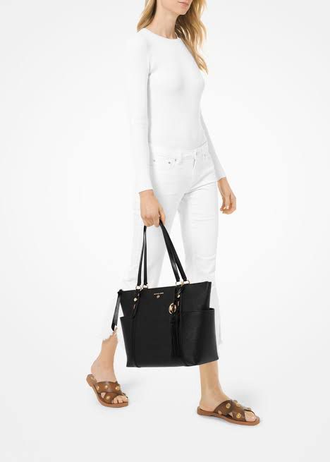 MICHAEL KORS Leather Top-Zip Brown Tote Bag