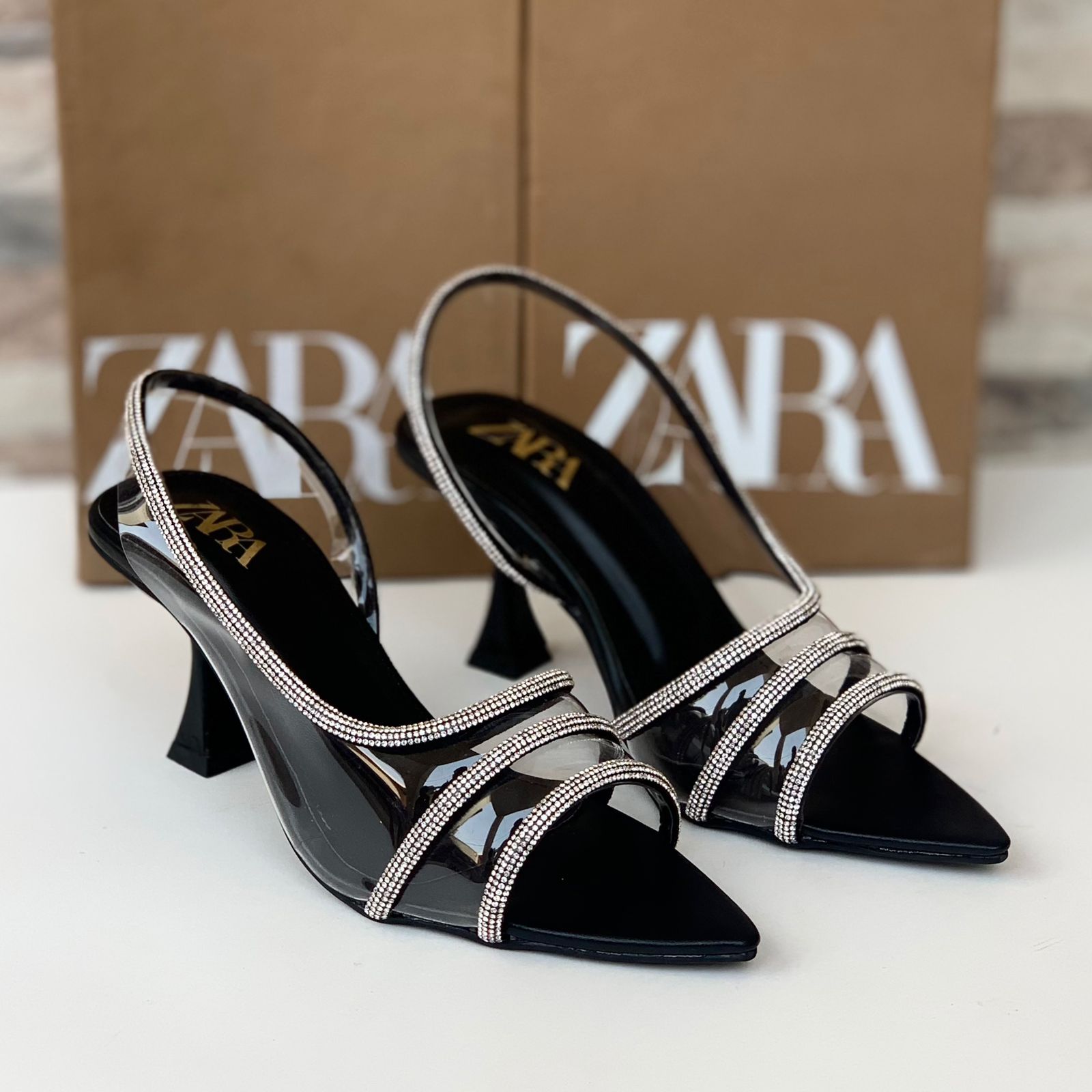 ZARA VINYL EMBELLISHED Diamante Heels