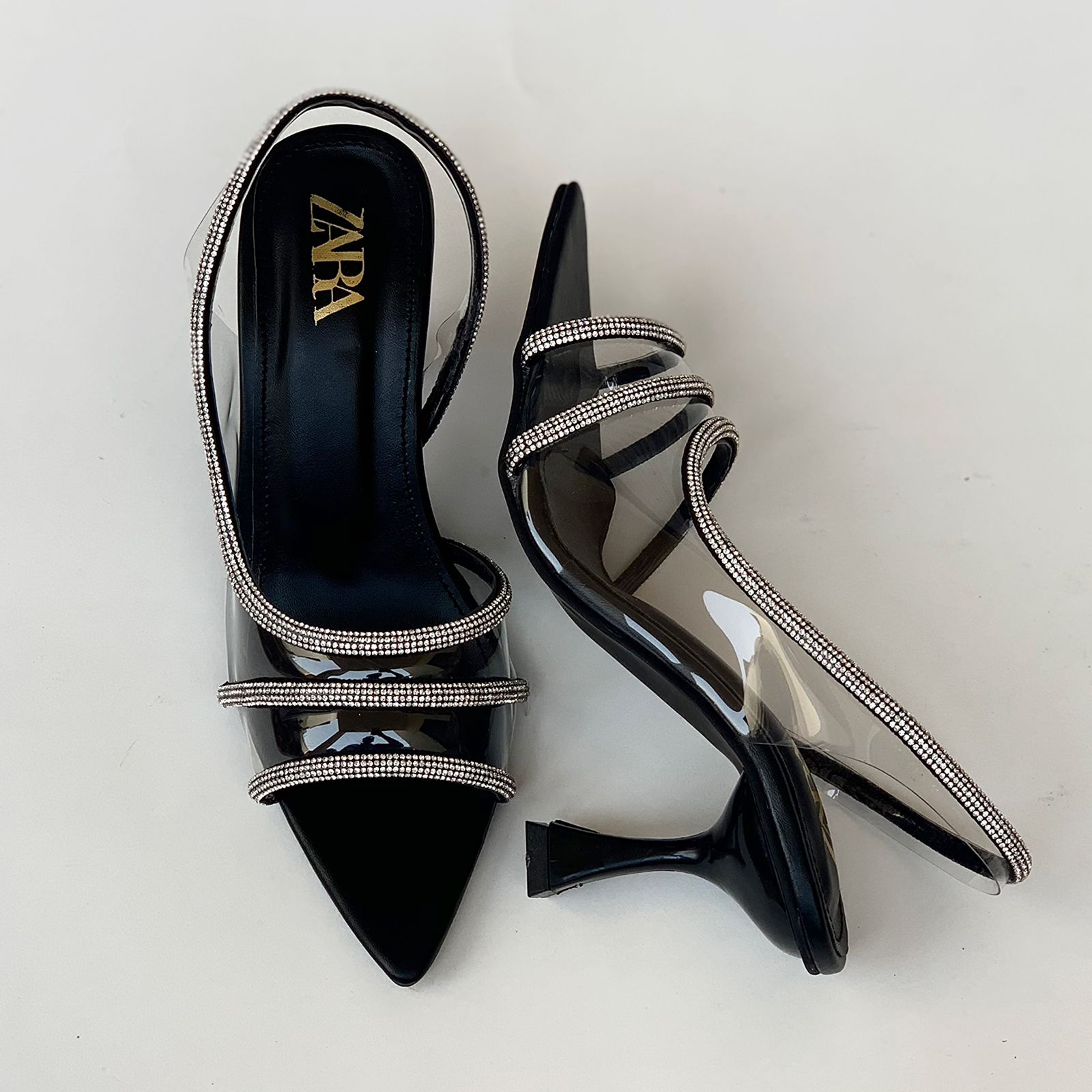 ZARA VINYL EMBELLISHED Diamante Heels