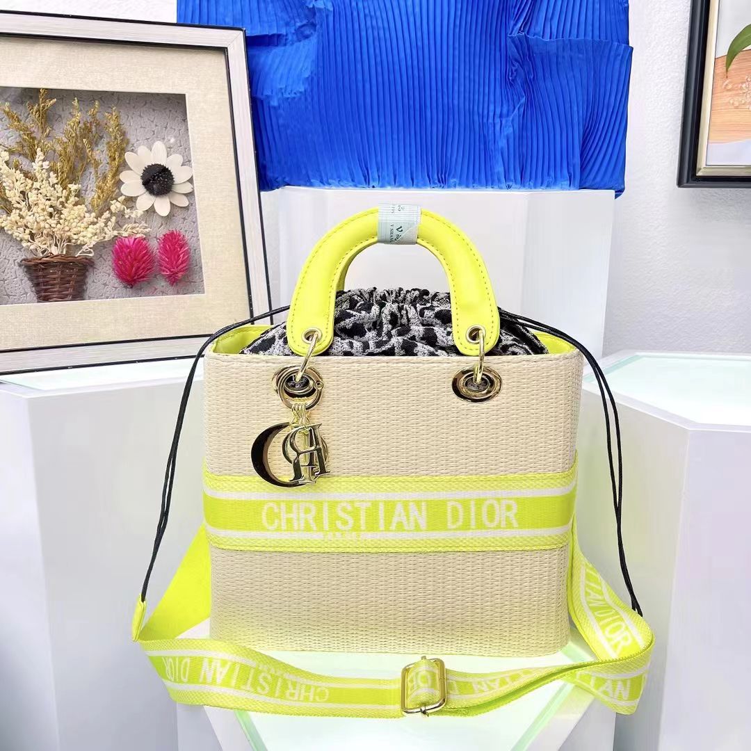 CHRISTIAN DIOR LADY DIOR Women's Bucket Bag - YELLOW