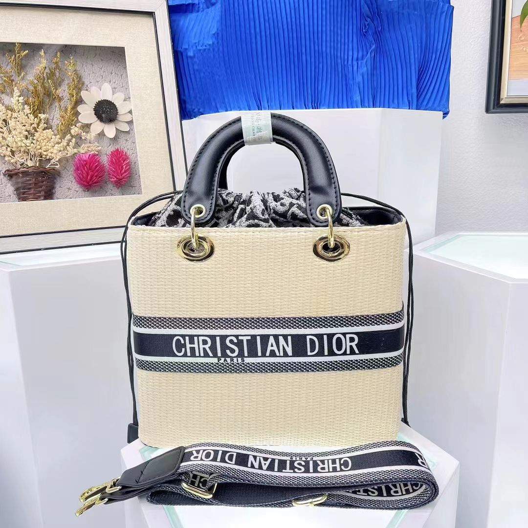 CHRISTIAN DIOR LADY DIOR Women's Bucket Bag - BLACK