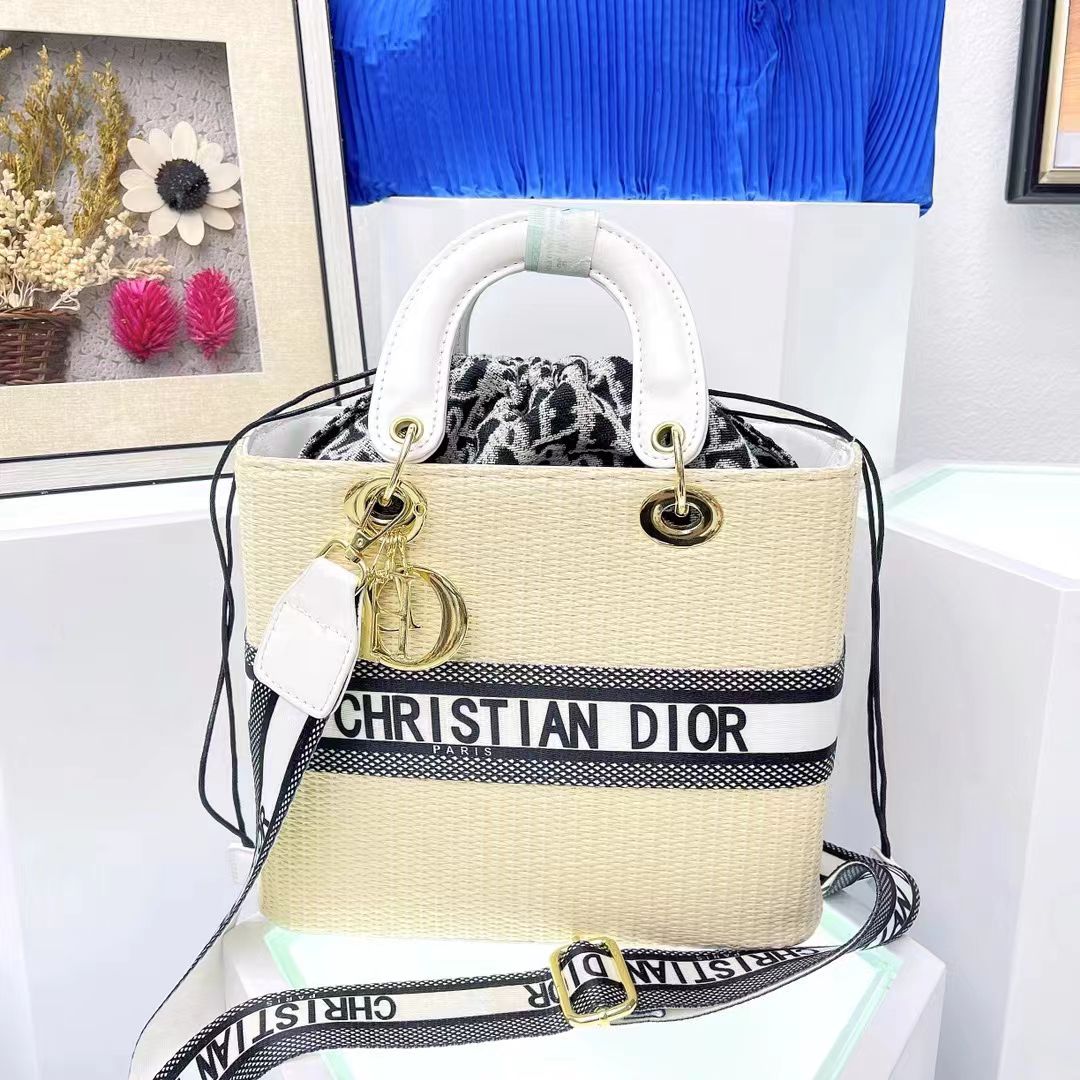 CHRISTIAN DIOR LADY DIOR Women's Bucket Bag - WHITE