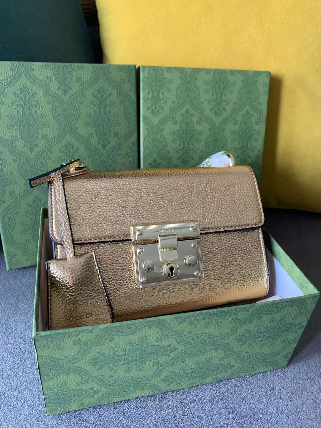 GUCCI Metalic Gold Padlock Bag