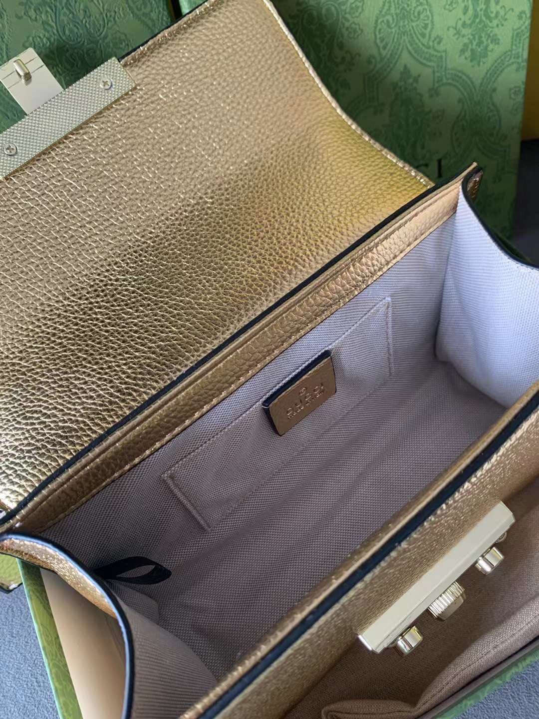 GUCCI Metalic Gold Padlock Bag