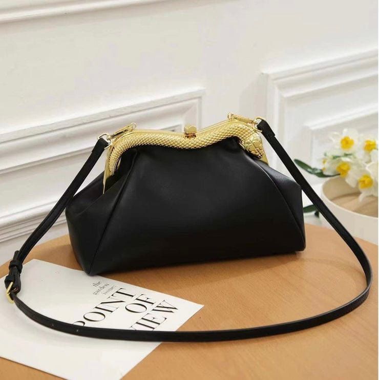 BVLGARI Leather Serpentine Clutch Bag - Black