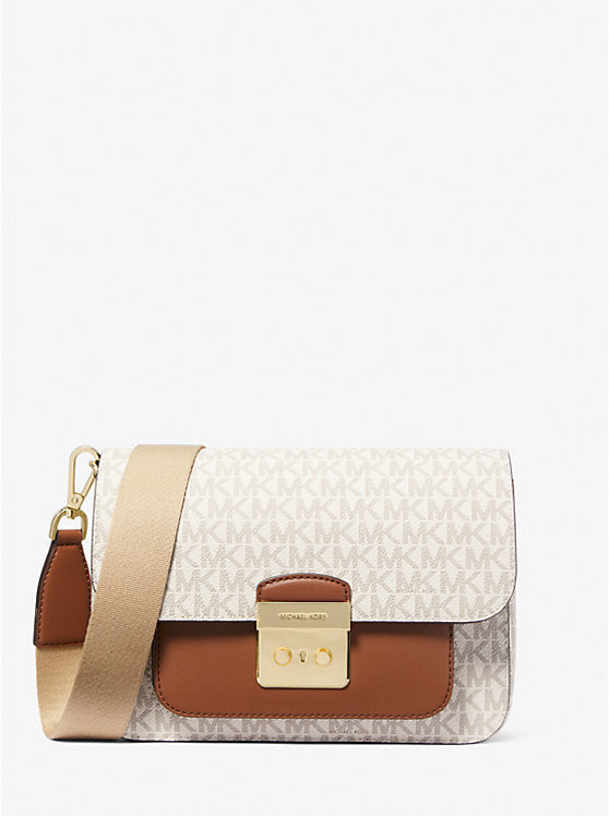 MICHAEL KORS Ciara Medium Signature Logo Messenger Bag - White