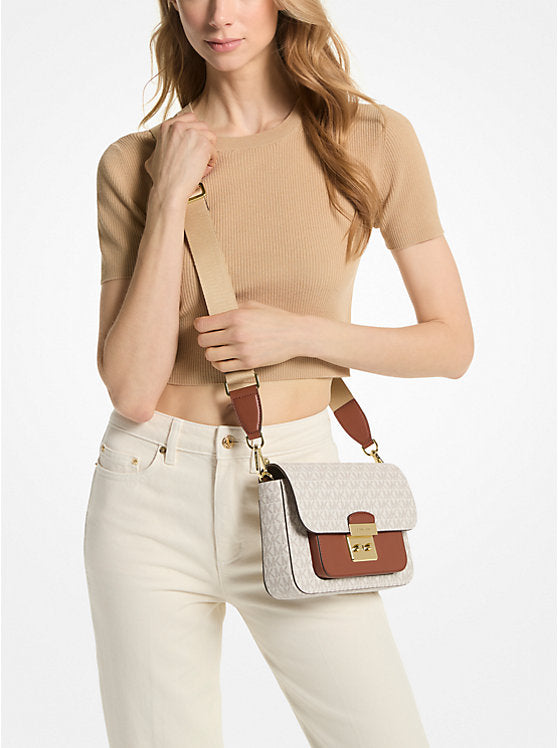 MICHAEL KORS Ciara Medium Signature Logo Messenger Bag - White
