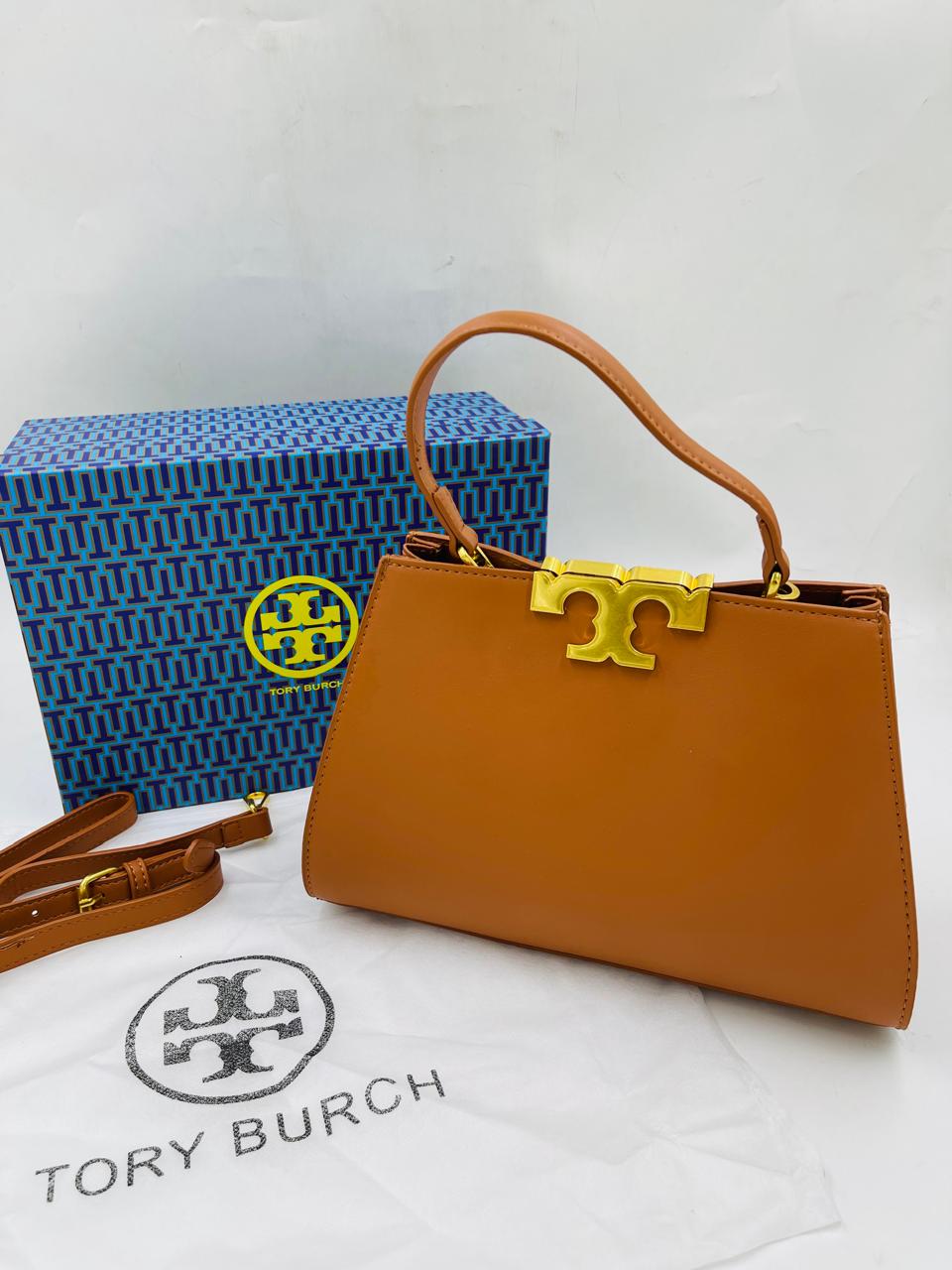 TORY BURCH Eleanor Satchel Tote Bag - Brown
