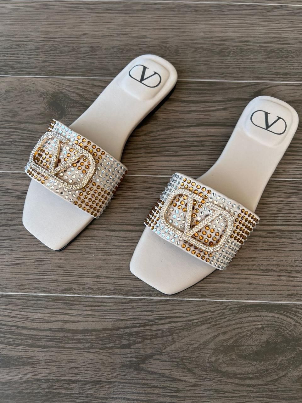 VALENTINO Rhinestones Flats - Fawn