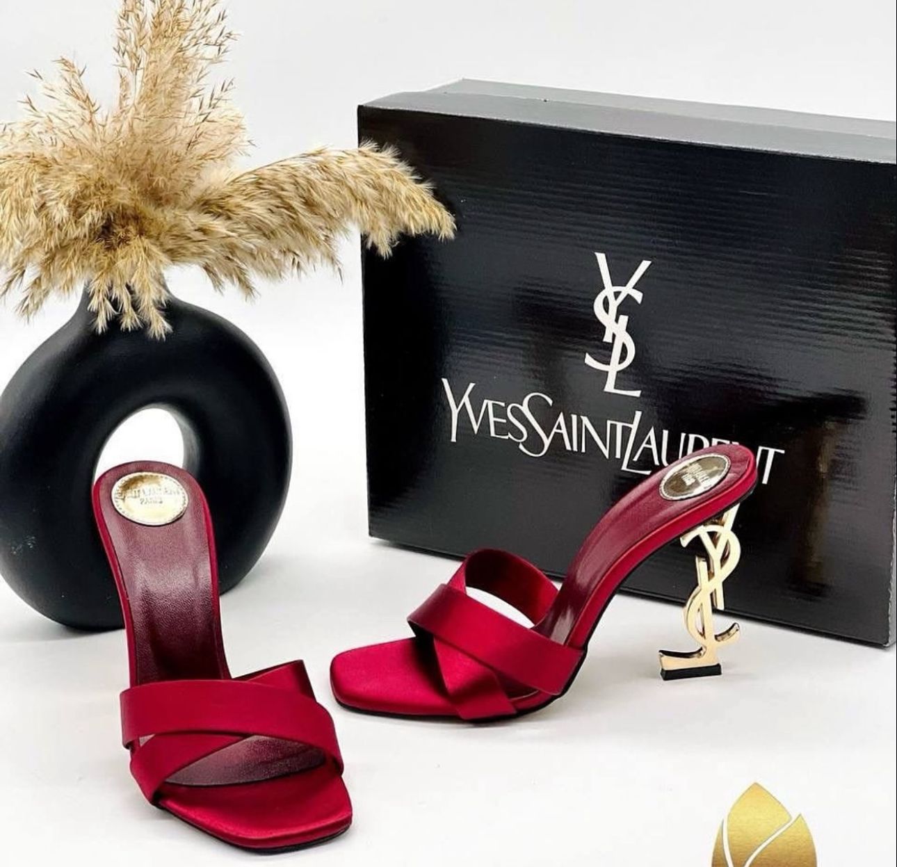 SAINT LAURENT Opyum Mules in Satin Crepe - MEHROON