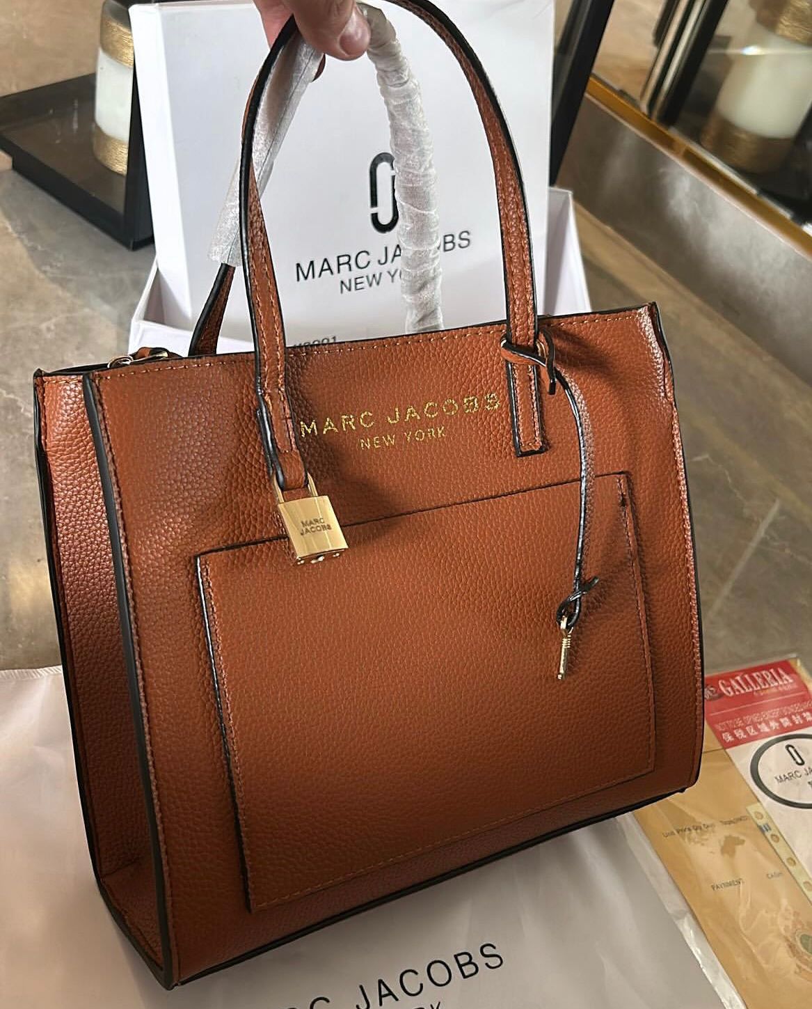 Marc Jacobs Mini Grind Leather Tote Bag - Brown