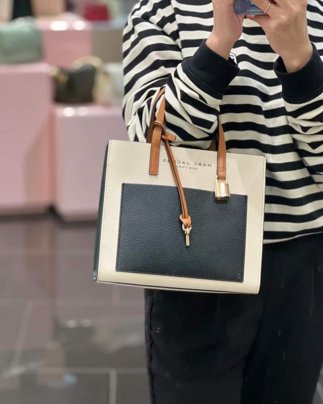 Marc Jacobs Mini Grind Leather Tote Bag - White