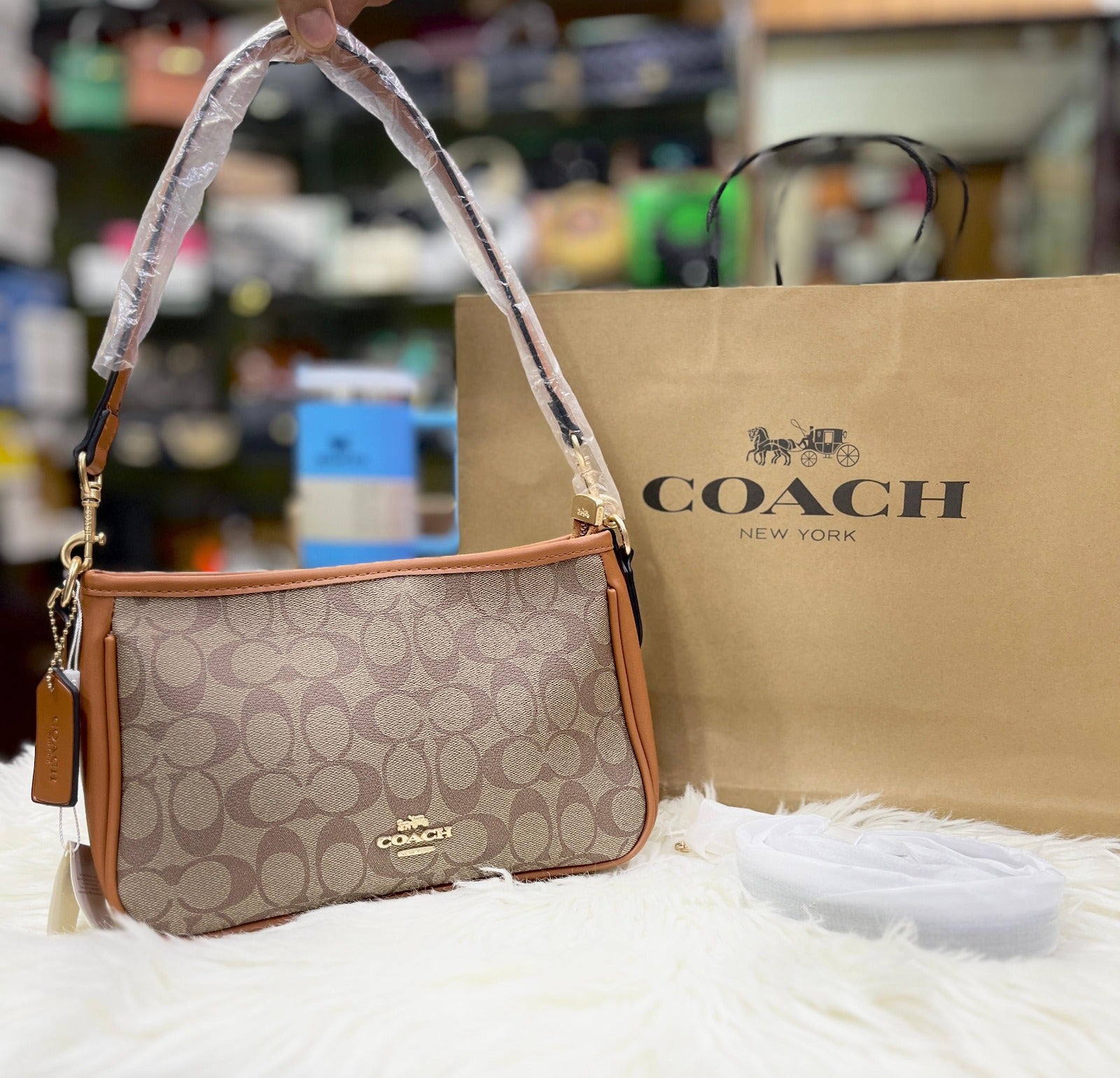 COACH Coated Fabric With Leather Accents Hobo Bag