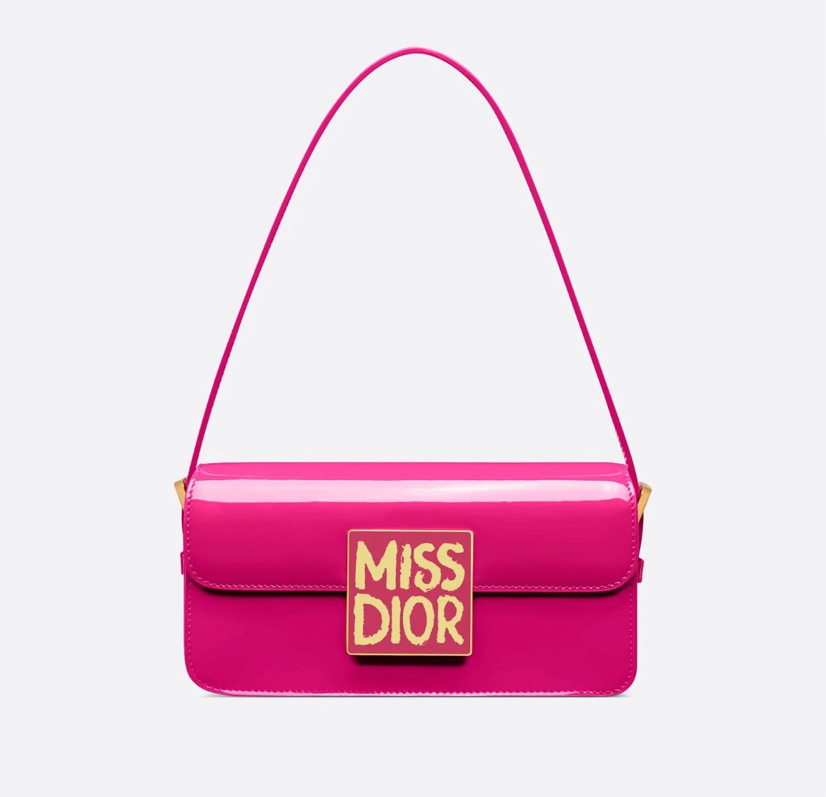 DIOR Miss Dior Patent Leather Calfskin Hand & Shoulder Bag - Pink