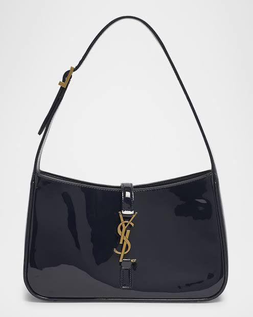 Saint Laurent  Le 5 à 7 Leather Hobo-  Shiny Black