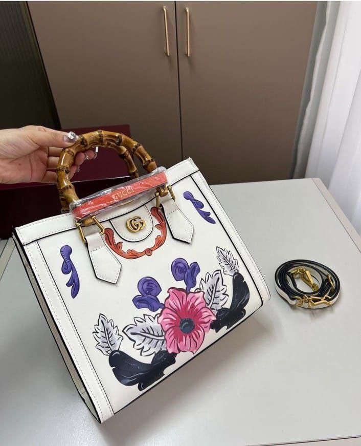 Gucci Diana White Floral Tote Bag