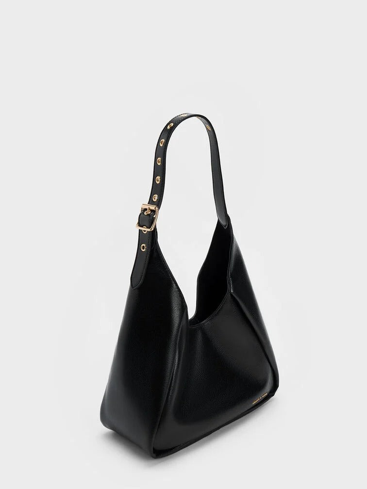 CHARLES & KEITH Buzz Hobo Bag - Black