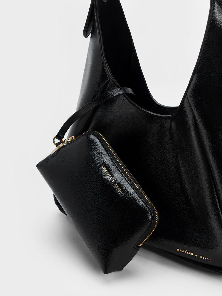 CHARLES & KEITH Buzz Hobo Bag - Black