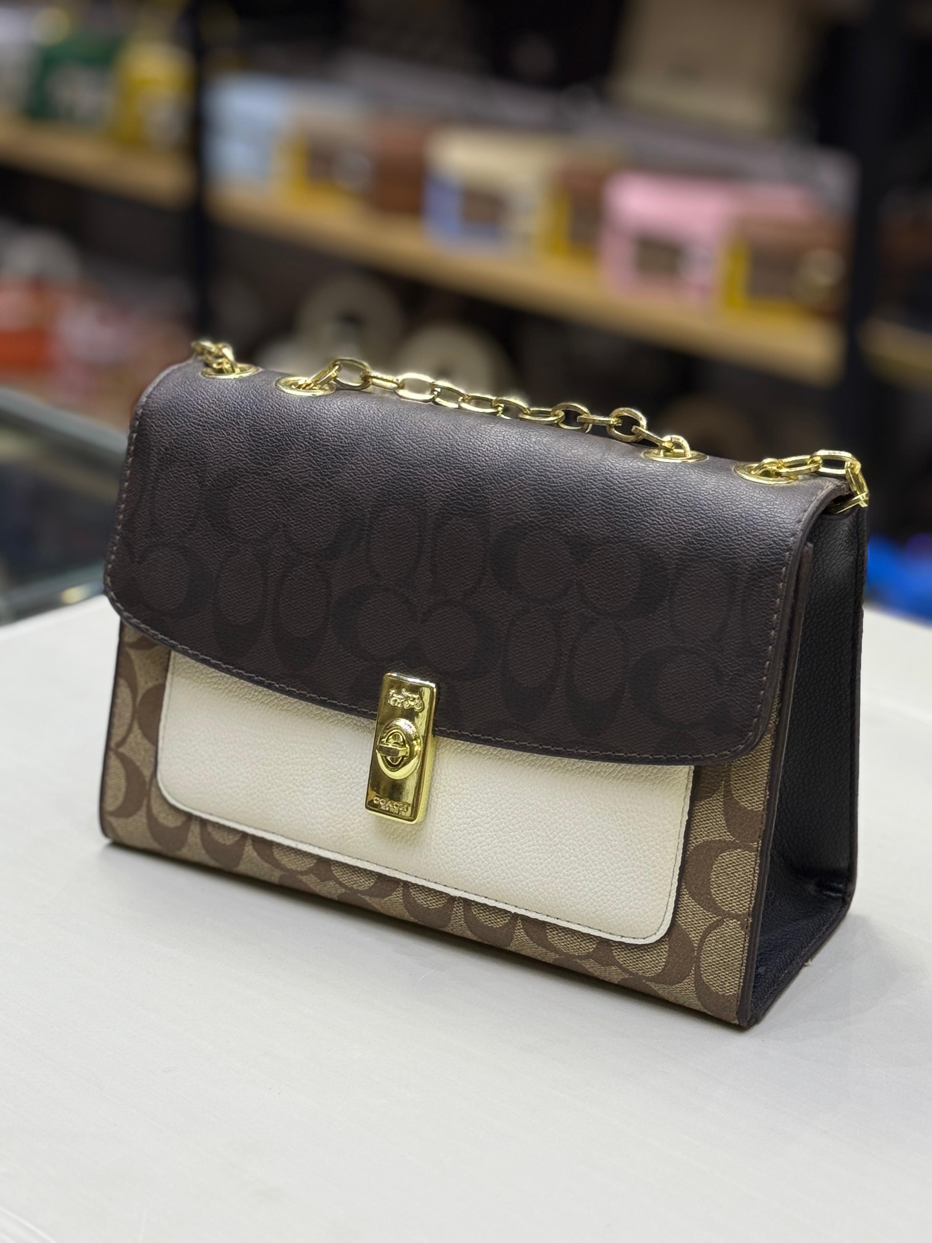 COACH Lane Shoulder Bag - Dark Brown Signature Canvas