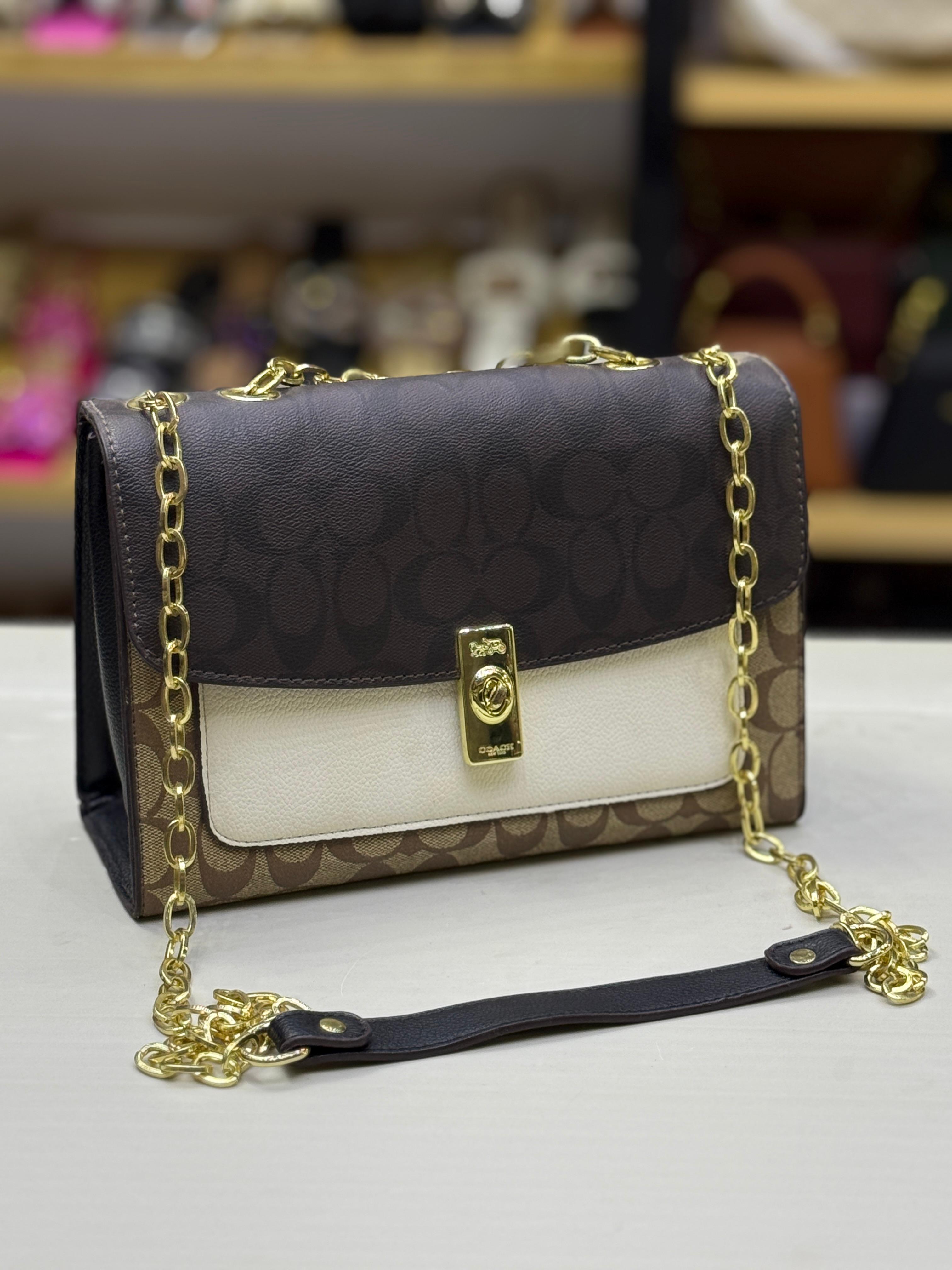 COACH Lane Shoulder Bag - Dark Brown Signature Canvas