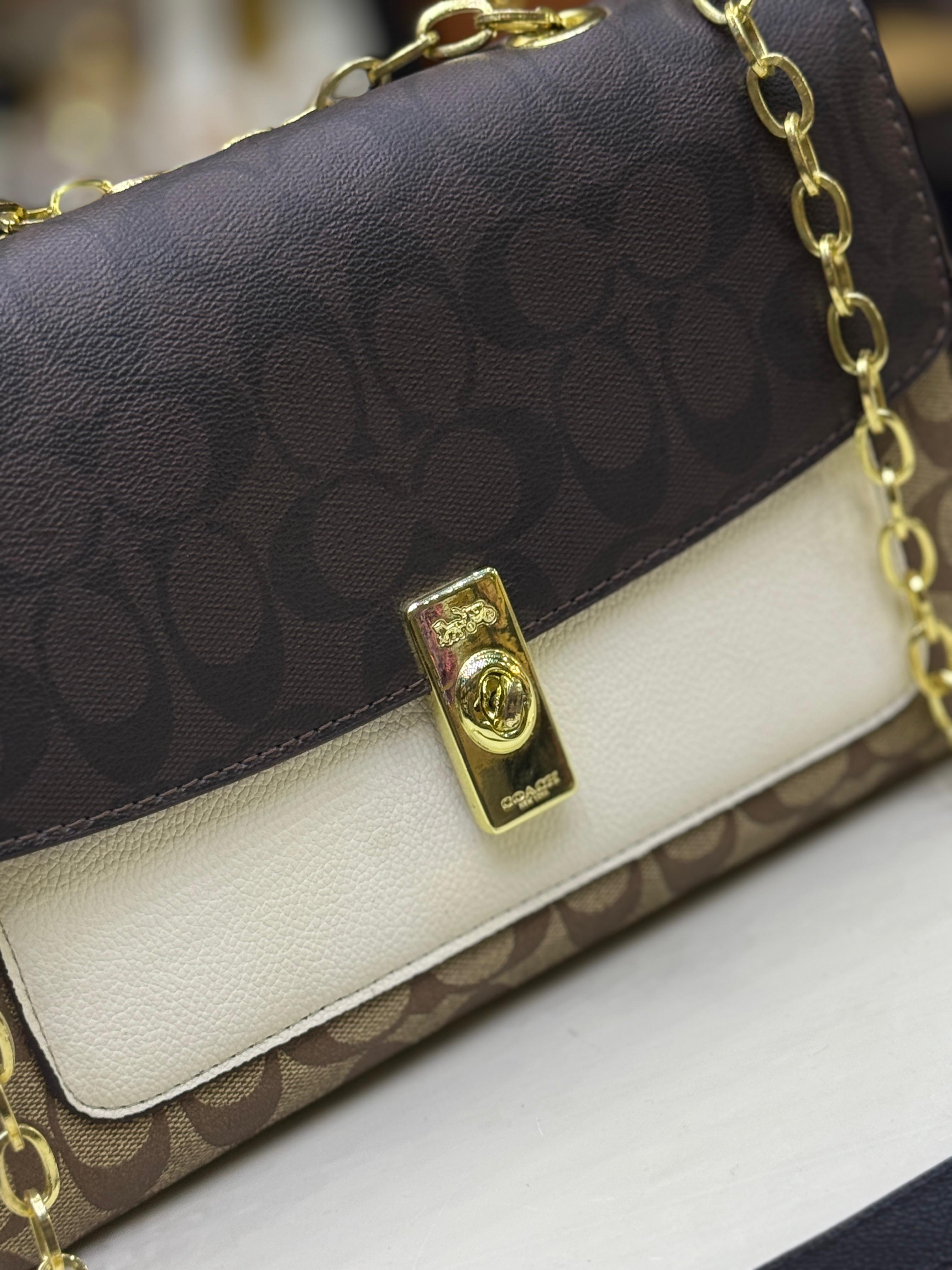 COACH Lane Shoulder Bag - Dark Brown Signature Canvas